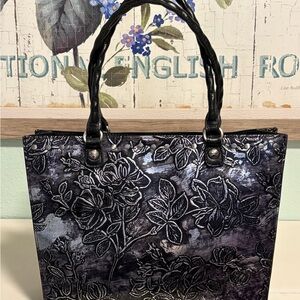 Patricia Nash Bark Leaves Leather Shoulder/Tote Bag